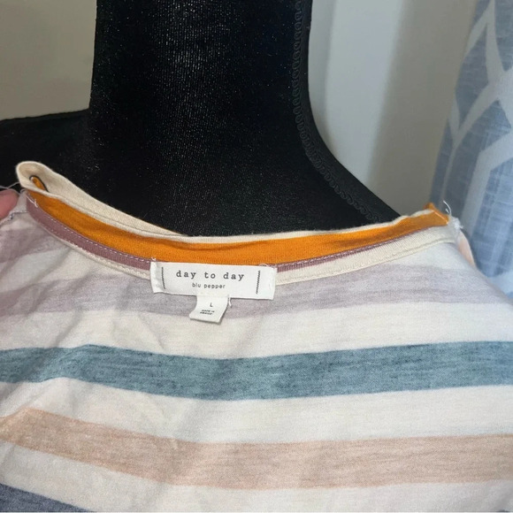 Blu Pepper Striped Peplum Blouse - Picture 5 of 5